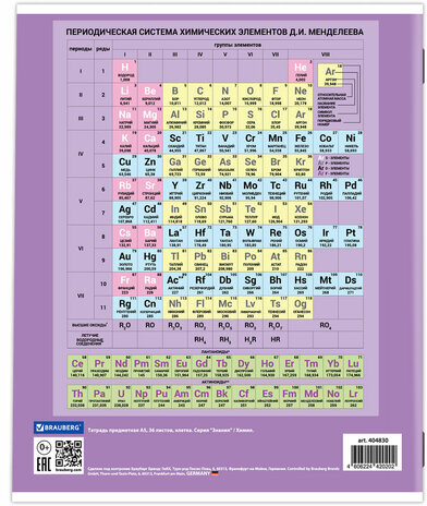 Тетрадь предметная "ЗНАНИЯ" 36 л., обложка мелованная бумага, ХИМИЯ, клетка, подсказ, BRAUBERG, 404830