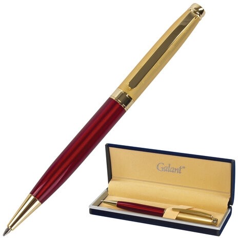 Ручка подарочная шариковая GALANT "Bremen", корпус бордовый с золотистым, золотистые детали, пишущий узел 0,7 мм, синяя, 141010