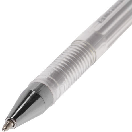 Ручка гелевая BRAUBERG "Jet", СЕРЕБРИСТАЯ, корпус прозрачный, узел 0,5 мм, линия письма 0,35 мм, 142159