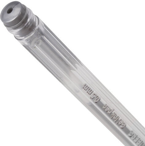 Ручка гелевая BRAUBERG "Jet", СЕРЕБРИСТАЯ, корпус прозрачный, узел 0,5 мм, линия письма 0,35 мм, 142159