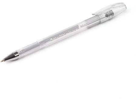 Ручка гелевая BRAUBERG "Jet", СЕРЕБРИСТАЯ, корпус прозрачный, узел 0,5 мм, линия письма 0,35 мм, 142159