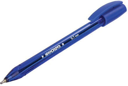 Ручка шариковая масляная ЮНЛАНДИЯ "Трио", СИНЯЯ, трехгранная, корпус синий, узел 0,7 мм, 143351, OBP386