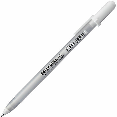 Ручка гелевая БЕЛАЯ, SAKURA (Япония) "Gelly Roll", узел 0,5 мм, линия письма 0,3 мм, XPGB05#50 