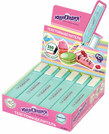 Текстовыделитель ЮНЛАНДИЯ "COLORSTAR PASTEL", БИРЮЗОВЫЙ, линия 1-4 мм, 151713