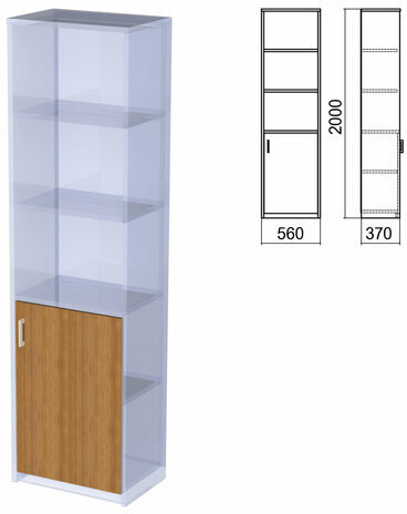 Шкаф полузакрытый ЧАСТЬ 2 "Арго", 560х370х2000 мм, дверь, 4 полки, орех