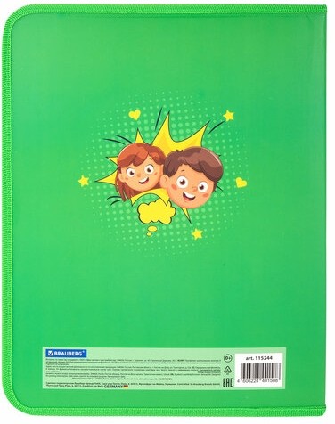 Папка-портфолио школьника, А4, на молнии, 8 вкладышей, обложка твёрдая, ОТЛИЧНИКИ, BRAUBERG, 115244