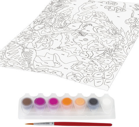 Раскраска по номерам А5, ЮНЛАНДИЯ "АКВАРИУМ", С АКРИЛОВЫМИ КРАСКАМИ, на картоне, кисть, 661601