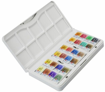 Краски акварельные художественные "Санкт-Петербург", 24 цвета, кювета 2,5 мл, пластиковая коробка, 1942017