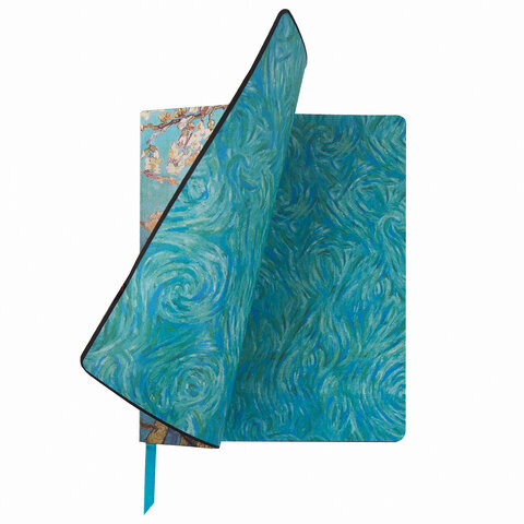 Тетрадь А5 (168х208 мм), 80 л., сшивка, клетка, под кожу, бумага 70 г/м2, фольга, BRAUBERG VISTA, "Almond", 403917