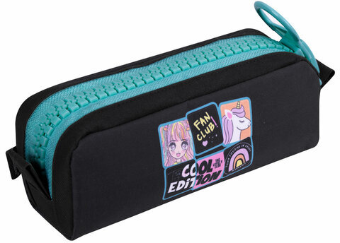 Пенал BRAUBERG с объемной "тракторной" молнией, 1 отделение, ткань, 22х8х6,5 см, "Cool anime", 272342
