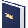 Ежедневник датированный 2024 145х215 мм, А5, STAFF, обложка бумвинил, синий, 115135