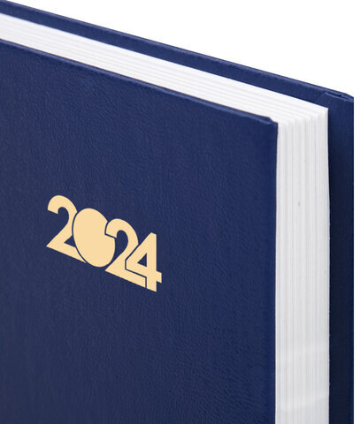 Ежедневник датированный 2024 145х215 мм, А5, STAFF, обложка бумвинил, синий, 115135