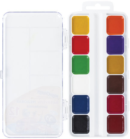 Краски акварельные ЮНЛАНДИЯ "ШКОЛЬНЫЕ", медовые, 12 цветов, КЛАССИЧЕСКИЕ, пластик, 191529