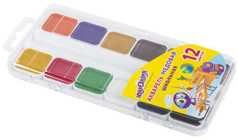 Краски акварельные ЮНЛАНДИЯ "ШКОЛЬНЫЕ", медовые, 12 цветов, КЛАССИЧЕСКИЕ, пластик, 191529
