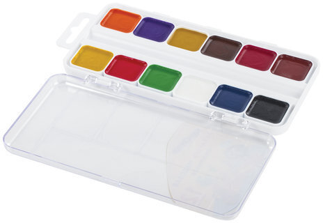 Краски акварельные ЮНЛАНДИЯ "ШКОЛЬНЫЕ", медовые, 12 цветов, КЛАССИЧЕСКИЕ, пластик, 191529