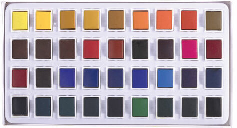 Акварель художественная в кюветах НАБОР 36 цветов по 2,5 г, BRAUBERG ART DEBUT, 191779