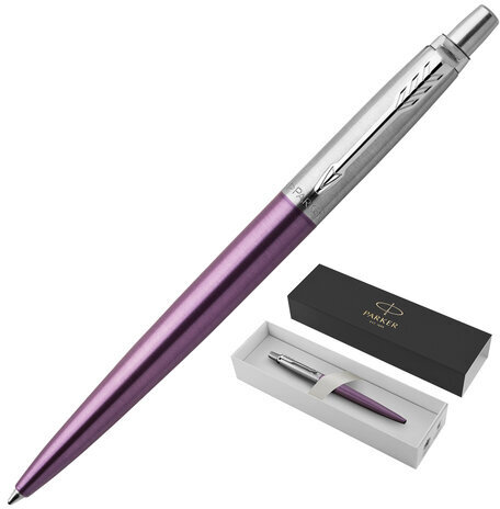 Ручка шариковая PARKER "Jotter Core Victoria Violet CT", корпус фиолетовый, детали хром, синяя, 1953190
