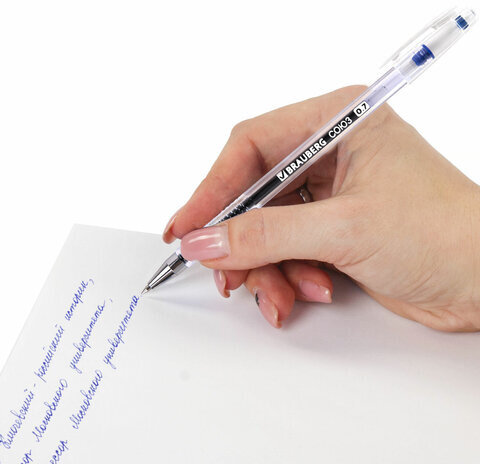 Ручка гелевая РОССИЯ "СОЮЗ", СИНЯЯ, корпус прозрачный, узел 0,7 мм, линия письма 0,5 мм, BRAUBERG, 143962