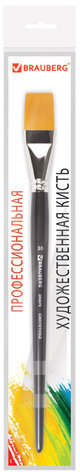 Кисть художественная проф. BRAUBERG ART CLASSIC, синтетика жесткая, плоская, № 30, длинная ручка, 200676