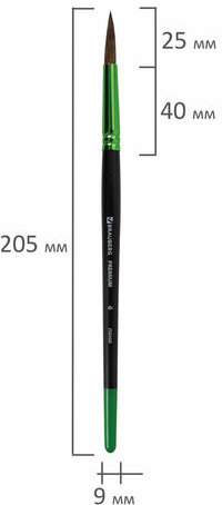 Кисть из ворса пони № 6, BRAUBERG PREMIUM, 200985