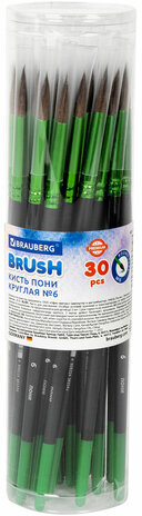 Кисть из ворса пони № 6, BRAUBERG PREMIUM, 200985