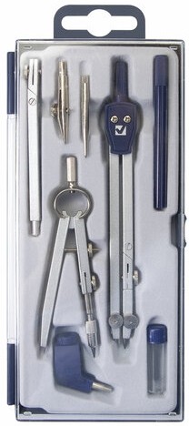 Готовальня BRAUBERG "Student Oxford", 8 предметов: наполнение-1, пенал с подвесом, 210350