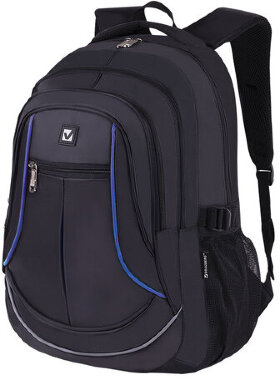 Рюкзак BRAUBERG HIGH SCHOOL универсальный, 3 отделения, &quot;Выбор&quot;, черный/синий, 46х31х18 см, 271652