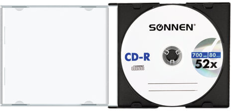 Диск CD-R SONNEN, 700 Mb, 52x, Slim Case (1 штука), 512572
