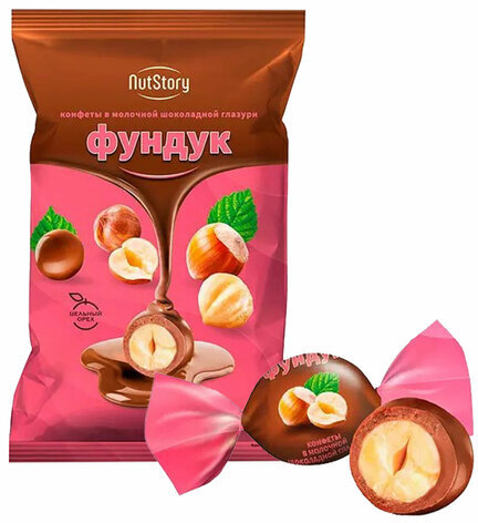Конфеты "Фундук" в молочной шоколадной глазури 500 г, NUTSTORY, ОС708