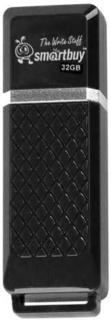 Флеш-диск 32 GB, SMARTBUY Quartz, USB 2.0, черный, SB32GBQZ-K