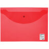 Папка-конверт с кнопкой STAFF, А4, до 100 листов, прозрачная, красная, 0,12 мм, 225172