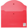 Папка-конверт с кнопкой STAFF, А4, до 100 листов, прозрачная, красная, 0,12 мм, 225172