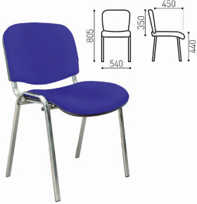Стул для персонала и посетителей &quot;ИЗО&quot;, хромированный каркас, ткань синяя С-06