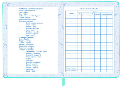 Дневник для музыкальной школы 48 л., обложка кожзам твердая, фольга, BRAUBERG, КОТИК, 107367