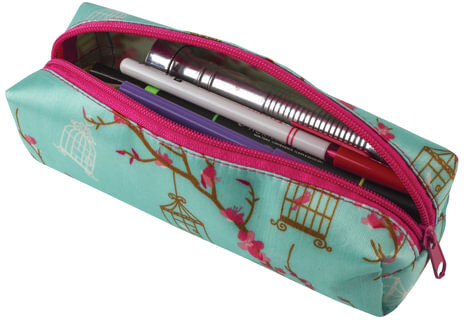 Пенал-косметичка, полиэстер с пропиткой, "Сакура", голубой, 20х6х5 см, К-21