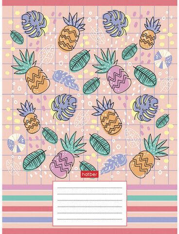 Тетрадь 18 л., HATBER, клетка, обложка картон, "Фруктис" (5 видов в спайке), 18Т5В1