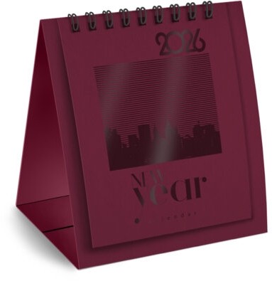 Календарь-домик настольный на гребне, 2026 г., BRAUBERG, 110х120 мм, БОРДОВЫЙ, 117284