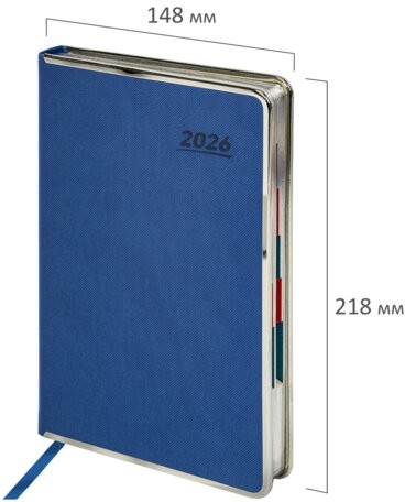 Ежедневник датированный 2026 А5 148х218 мм, GALANT "Infinity Silver", под кожу, синий, 117496