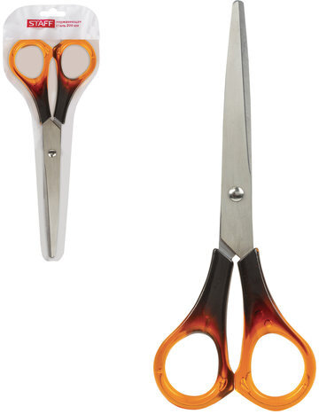 Ножницы STAFF "Basic" 200 мм, ручки под янтарь, ПВХ чехол с европодвесом, 236938
