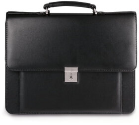 Портфель &quot;Проект&quot;, 38х28,5х10 см, искусственная кожа, 2 отделения, замок с ключом, черный, 200