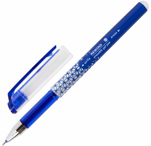 Ручка стираемая гелевая + 9 стержней в ПЛАСТИКОВОЙ ТУБЕ, СИНЯЯ, игольчатый наконечник 0,5 мм, линия 0,35 мм, BRAUBERG, 144093