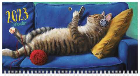 Календарь квартальный с бегунком 2023 г., 3 блока, 3 гребня, ЭКСТРА, "Знак Года_Кот", HATBER, 3Кв3гр3ц_27928