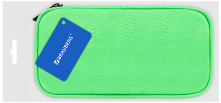 Пенал-косметичка BRAUBERG, 1 отделение, органайзер, полиэстер, 22x11,5x6 см, зеленый, 270844