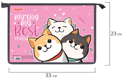 Папка для тетрадей ПИФАГОР А4, 1 отделение, картон/пластик, на молнии, "Best team", 272124