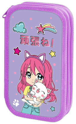 Пенал ЮНЛАНДИЯ, 2 отделения, ламинированный картон, конгрев, 19х11 см, "Anime hugs", 272293