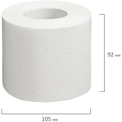 Бумага туалетная бытовая, спайка 12 шт., 2-х слойная, (12х18 м), LAIMA, белая, 128718