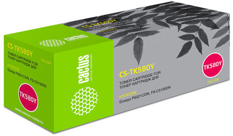 Тонер-картридж CACTUS (CS-TK580Y) для KYOCERA FS-C5150DN/P6021CDN, желтый, ресурс 2800 стр.