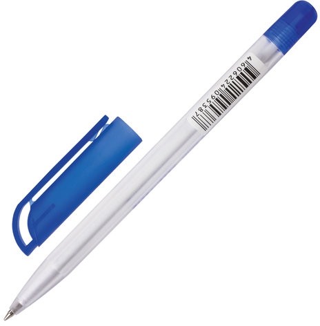 Ручка шариковая масляная BRAUBERG "Olive Pen", СИНЯЯ, корпус прозрачный, 0,7 мм, линия 0,35 мм, 141476