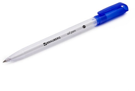 Ручка шариковая масляная BRAUBERG "Olive Pen", СИНЯЯ, корпус прозрачный, 0,7 мм, линия 0,35 мм, 141476