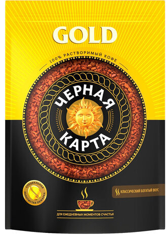 Кофе растворимый ЧЕРНАЯ КАРТА "Gold", сублимированный, 285 г, вакуумная упаковка